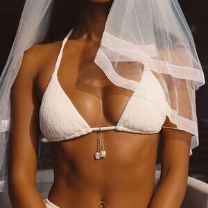 NWT 12th Tribe Bahia Ivory Gardenia Bikini Top Size MM